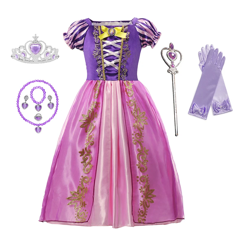 Рапунцель платье принцессы вечерние костюмы для косплея аксессуары Хэллоуина