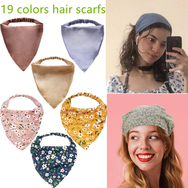 19 Colors Elastic Floral Hair Scarf for Women Headband Triangle Head Kerchief Satin Cotton Blend Fabric Hair Bandana Accessories
19 Colors Elastic Floral Hair Scarf for Women Headband Triangle Head Kerchief Satin Cotton Blend Fabric Hair Bandana Accessories