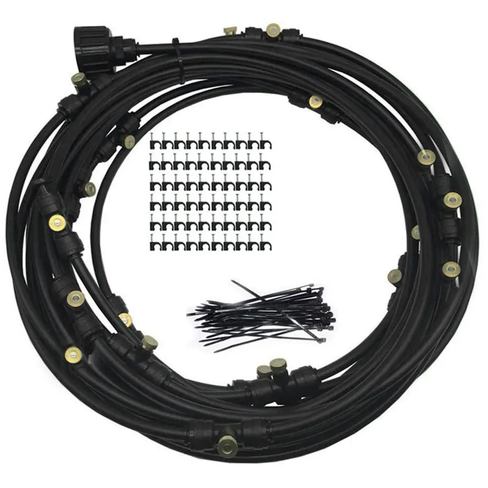 Water Misting Cooling System Water Spray Hose Sprinkler Nozzle Watering Kit For Garden Irrigation Swimming Pool 18m Black 
Water Misting Cooling System Water Spray Hose Sprinkler Nozzle Watering Kit For Garden Irrigation Swimming Pool 18m Black
