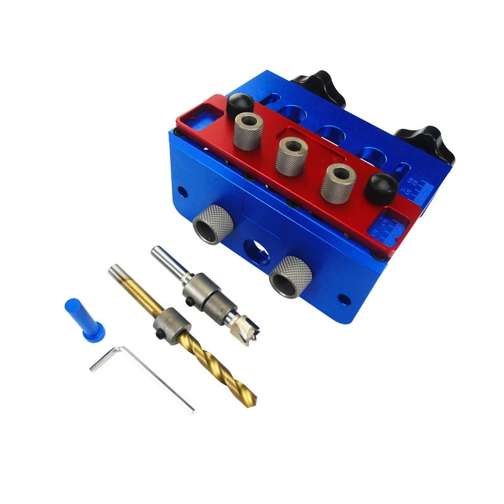 

3 In 1 Woodworking Drill Guide Set Hole Puncher Dowelling Jig Self Tighen Clamp Dowel Tenon Punching