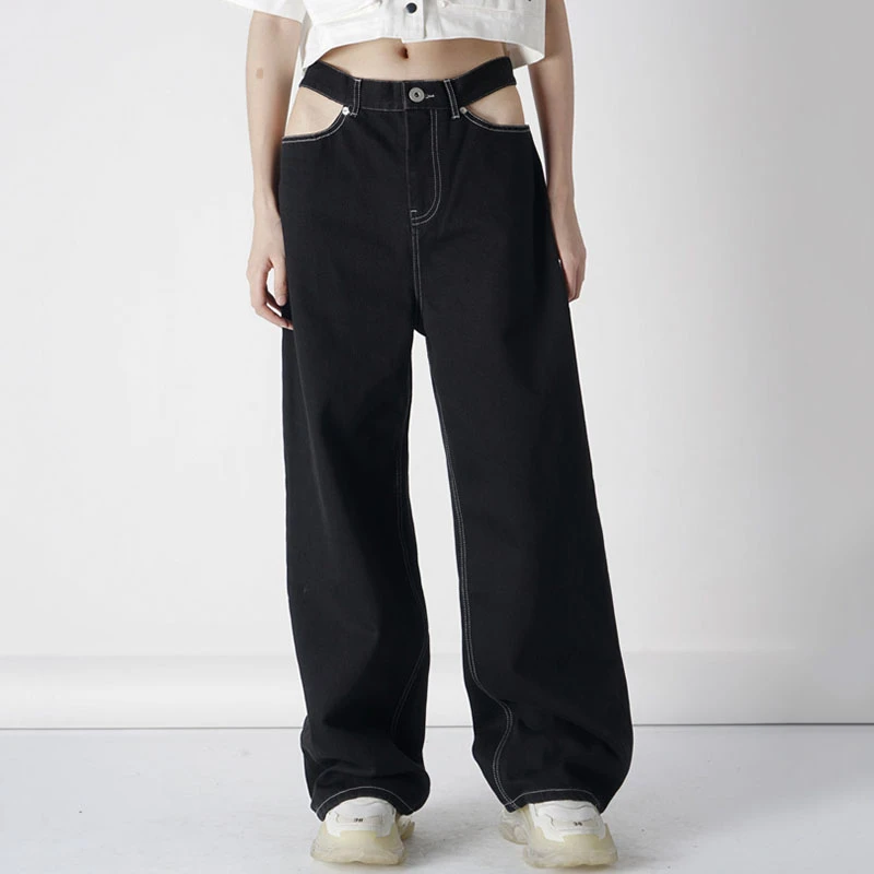 SeeBeautiful Wide Leg Jeans Lace Up Button Hollow Out Pockets Loose Denim Pants Woman Autumn 2021 New Fashion T636 
SeeBeautiful Wide Leg Jeans Lace Up Button Hollow Out Pockets Loose Denim Pants Woman Autumn 2021 New Fashion T636