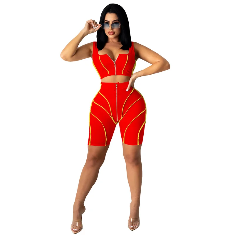 RStylish 2021 Summer Tracksuits Sexy Women Clothing Zipper Crop Top Biker Shorts Striped Patchwork Club Two Piece Matching Sets
RStylish 2021 Summer Tracksuits Sexy Women Clothing Zipper Crop Top Biker Shorts Striped Patchwork Club Two Piece Matching Sets