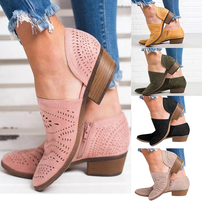 Fretwork Shoes Women Spring Autumn Low Chunky Heel Pointed Toe Side Zip Pumps Short Ankle Sandals Hollow Out Retro Shoes 2022
Fretwork Shoes Women Spring Autumn Low Chunky Heel Pointed Toe Side Zip Pumps Short Ankle Sandals Hollow Out Retro Shoes 2022