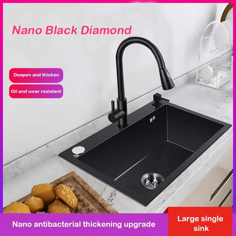 kitchen sink nano stainless steel black single sink handmade household large sink under counter basin with AE02SJ-0011
kitchen sink nano stainless steel black single sink handmade household large sink under counter basin with AE02SJ-0011
