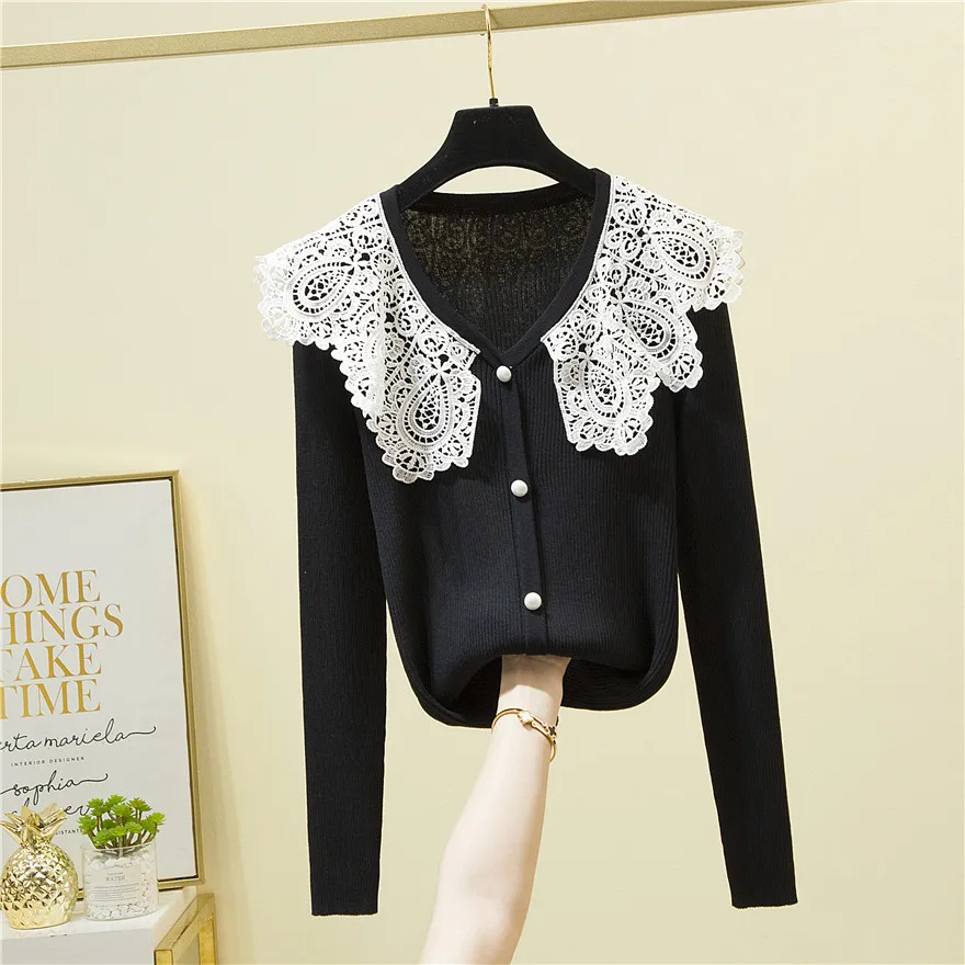 Белый вязаный свитер с отложным воротником, женские весенние свитера в Корейском стиле с кружевом и пэчворком, топы с длинным рукавом, пулов...
Белый вязаный свитер с отложным воротником, женские весенние свитера в Корейском стиле с кружевом и пэчворком, топы с длинным рукавом, пулов...