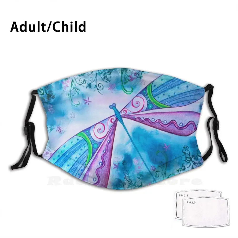 

Dragonfly I Adult Kids Anti Dust Filter Diy Mask Dragonfly Insect Acrylic Collage Magic Whimsical Multicolor Multicolored