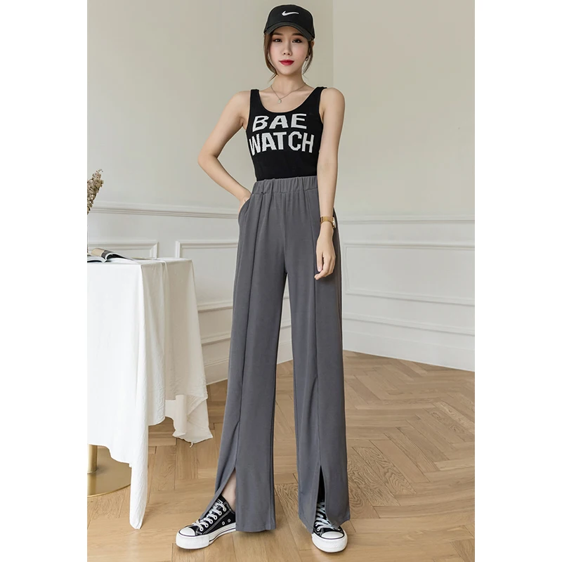 2021 Fashion New Summer Ice Silk Wide Leg Pants High Waist Split Pure Color Draping Loose Casual Pants Women's Thin Style
2021 Fashion New Summer Ice Silk Wide Leg Pants High Waist Split Pure Color Draping Loose Casual Pants Women's Thin Style