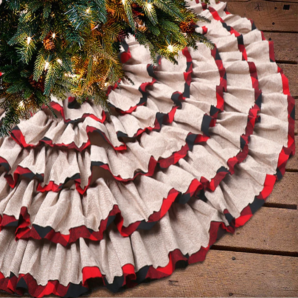 Jute Plaid Christmas Tree Skirt Ruffle Edge Christmas Tree Skirt Xmas Decoration Holiday Decorations 48 Inch new year
Jute Plaid Christmas Tree Skirt Ruffle Edge Christmas Tree Skirt Xmas Decoration Holiday Decorations 48 Inch new year
