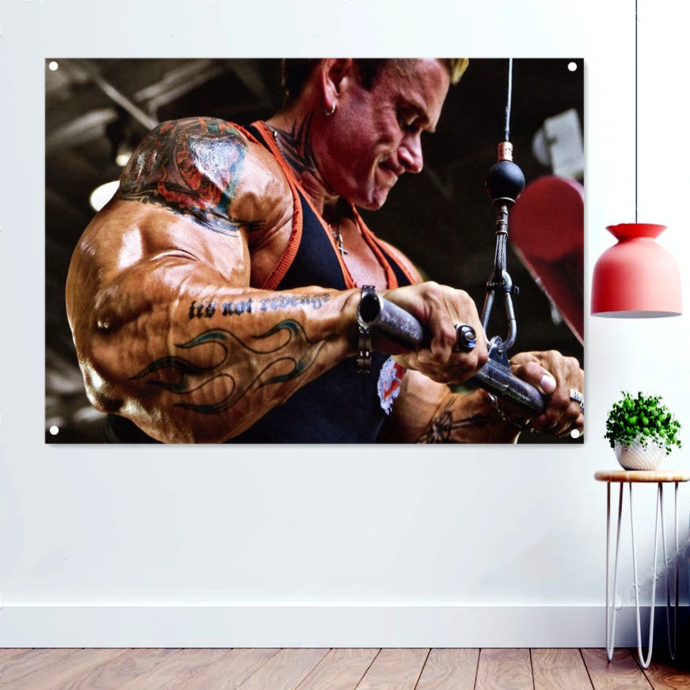 

Bodybuilder At GYM Wallpaper Banners Flags Hang Paintings Workout Motivational Quotes Poster Wall Art Tapestry Home Decoration