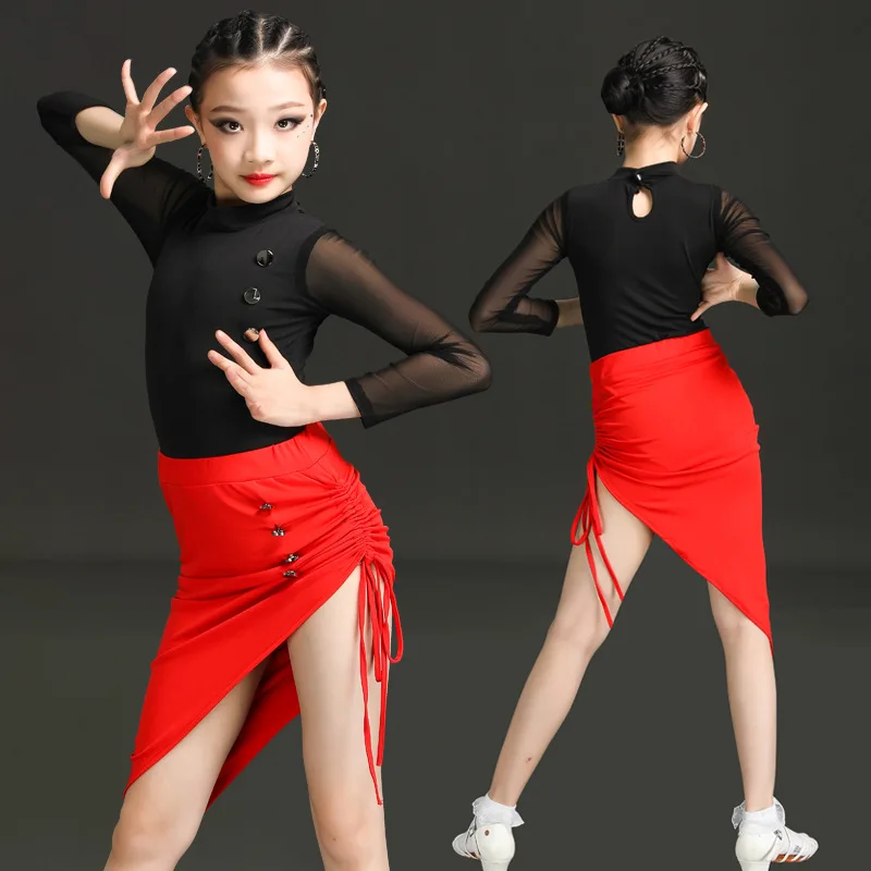 Latin dance dress children's performance new summer grading competition training split set children's drawstring dance skirt 
Latin dance dress children's performance new summer grading competition training split set children's drawstring dance skirt
