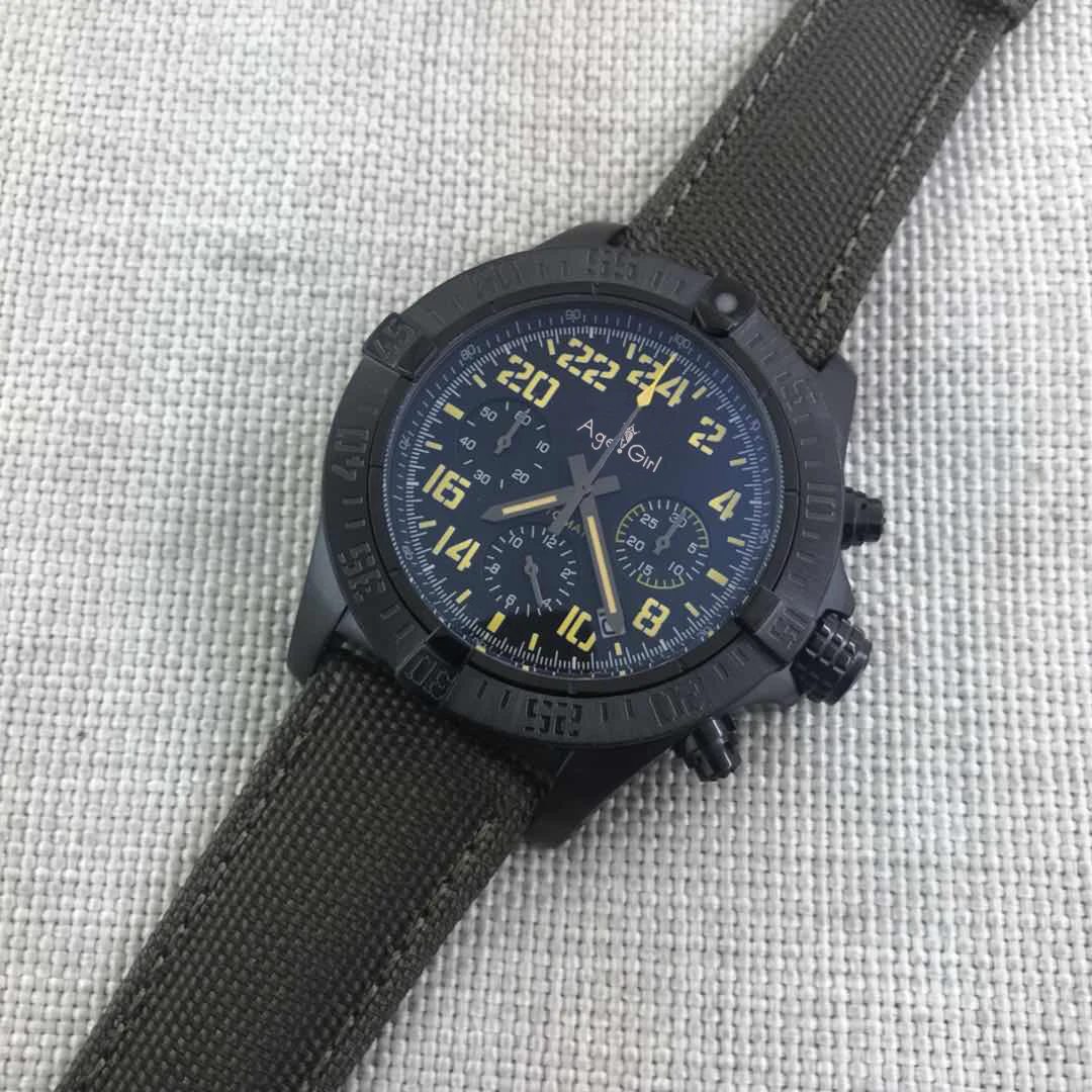 Classic New Chronograph Men Stopwatch Sapphire Crystal Silver Full Black Canvas Rubber Orange White Dial Sport Watch Limit
Classic New Chronograph Men Stopwatch Sapphire Crystal Silver Full Black Canvas Rubber Orange White Dial Sport Watch Limit