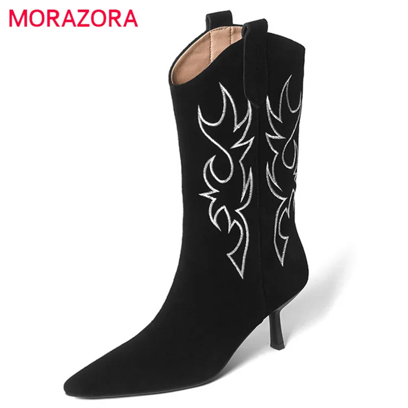 Женские сапоги до середины икры MORAZORA, черные сапоги до середины икры на тонком высоком каблуке, из замши, в европейском стиле, осенний сезон ...
Женские сапоги до середины икры MORAZORA, черные сапоги до середины икры на тонком высоком каблуке, из замши, в европейском стиле, осенний сезон ...