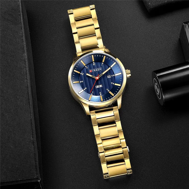 CURREN 8316 New Mens Fashion Brand Steel Band Week Calendar Life Waterproof Sports Quartz Watches Stainless Steel Men's Watch
CURREN 8316 New Mens Fashion Brand Steel Band Week Calendar Life Waterproof Sports Quartz Watches Stainless Steel Men's Watch