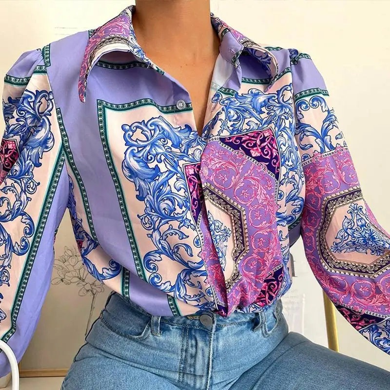 Print Floral Turn Down Collar Long Sleeve Lady Shirt Single Breasted Colorful Ladies Blouse Shirts Summer Fashion New 2021
Print Floral Turn Down Collar Long Sleeve Lady Shirt Single Breasted Colorful Ladies Blouse Shirts Summer Fashion New 2021