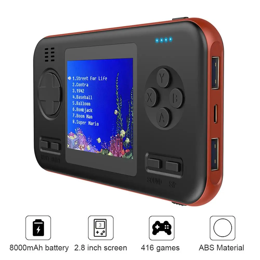 Handheld Gamepad Console Gaming Machine with 8000mAh Power Bank Buil-in 416 Classic Games Game Playing Toys for Children Adults 
Handheld Gamepad Console Gaming Machine with 8000mAh Power Bank Buil-in 416 Classic Games Game Playing Toys for Children Adults