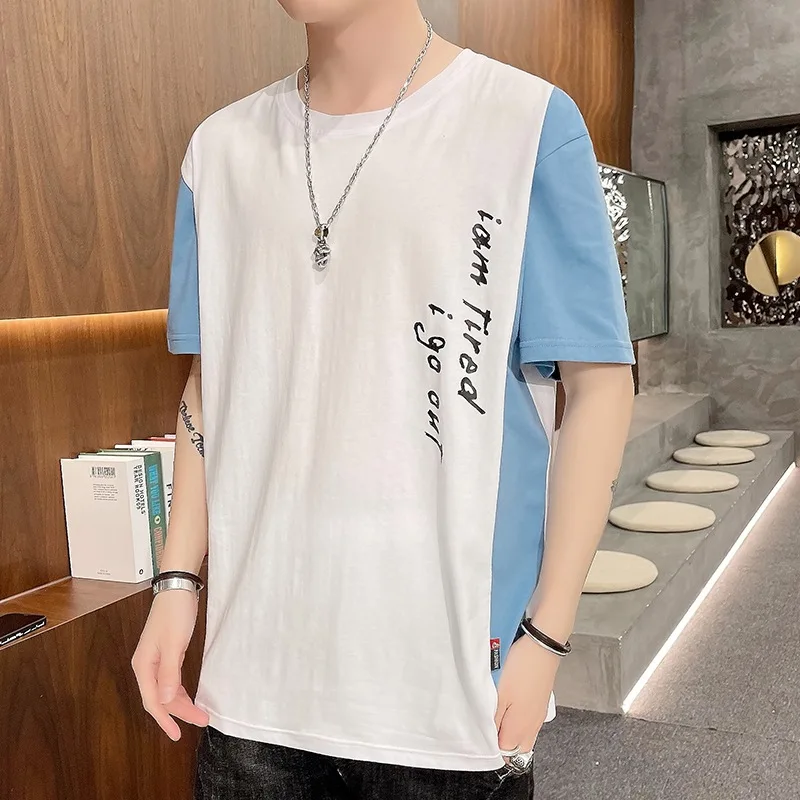 Men short-sleeved T-shirt Color matching summer new Slim style trend young soft pure cotton daily All-match round neck Handsome
Men short-sleeved T-shirt Color matching summer new Slim style trend young soft pure cotton daily All-match round neck Handsome
