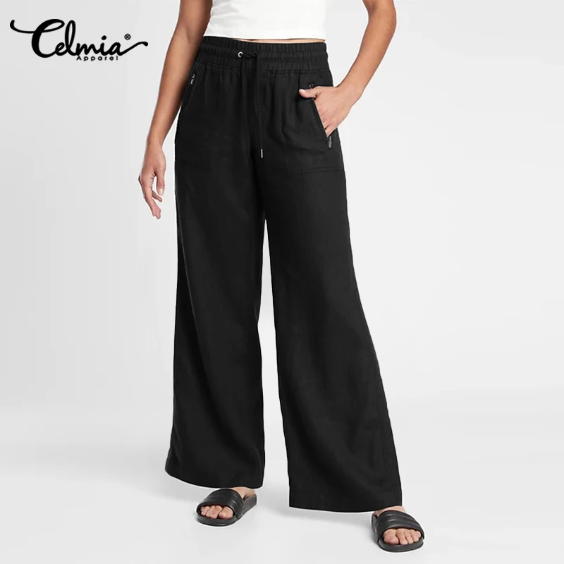 Celmia Autumn Casual Loose Cotton Pants Women 2021 Fashion Elastic High Waist Wide Leg Pantalons Solid Color Pockets Long Pant
Celmia Autumn Casual Loose Cotton Pants Women 2021 Fashion Elastic High Waist Wide Leg Pantalons Solid Color Pockets Long Pant