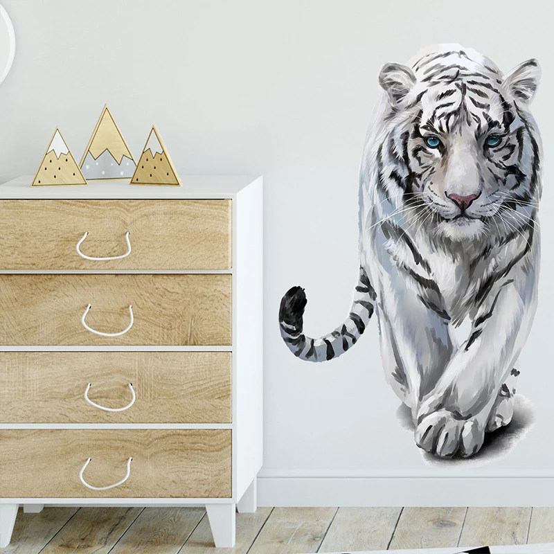 Фото Креативная 3D Наклейка на стену с тигром для детской комнаты украшение дома