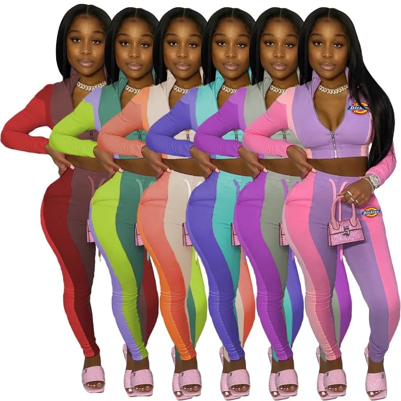 Fashion stitching multicolor sports casual trousers two-piece autumn suit letter printing jogging pants
Fashion stitching multicolor sports casual trousers two-piece autumn suit letter printing jogging pants