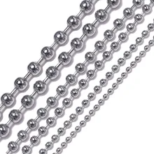 1 Meter 1.2mm-10mm Stainless Steel Ball Chain Necklace For Pendant or Dog tags Chains with 5pcs Connectors