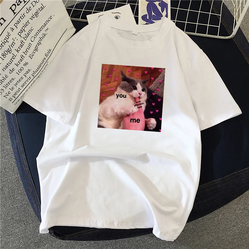 Funny Cat Printed T Shirt Women Fashion T-shirt Top Summer Graphic Casual t shirt Girl Summer Tee Top Femme Tshirt
Funny Cat Printed T Shirt Women Fashion T-shirt Top Summer Graphic Casual t shirt Girl Summer Tee Top Femme Tshirt
