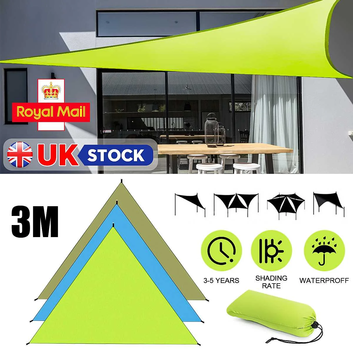 3x3x3M UV Block Shade Sail Shelter Awning fabric Waterproof Sunshade Cloth Canopy Outdoor Sunscreen Patio Garden Balcony
3x3x3M UV Block Shade Sail Shelter Awning fabric Waterproof Sunshade Cloth Canopy Outdoor Sunscreen Patio Garden Balcony