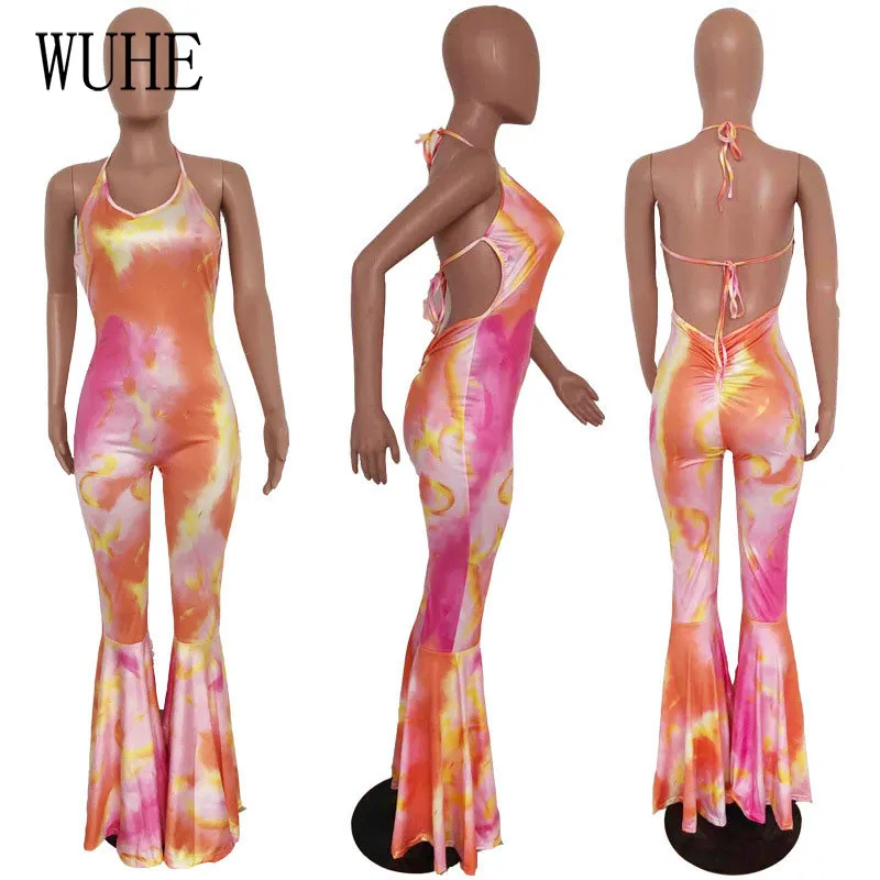 YEYA Tie Dye Hollow Out Print Flare Jumpsuits Bandage Lace Up Backless Spaghetti Strap Off Shoulder Ruffle Casual Party Clubwear
YEYA Tie Dye Hollow Out Print Flare Jumpsuits Bandage Lace Up Backless Spaghetti Strap Off Shoulder Ruffle Casual Party Clubwear