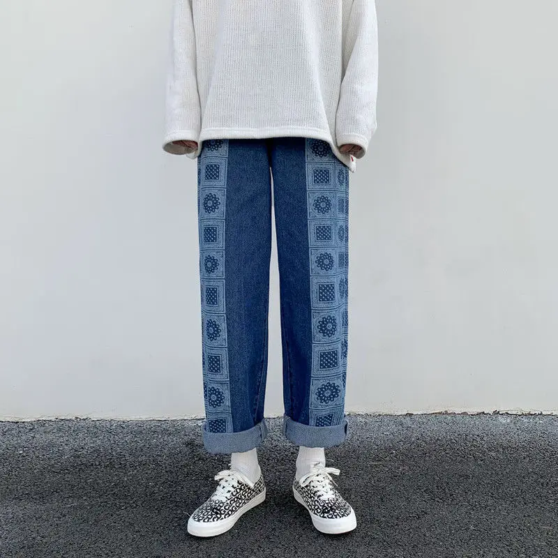 Streetwear Print Baggy Jeans Men and Women Retro Patchwork Wide Leg Straight Denim Pants Washed Trousers Couples
Streetwear Print Baggy Jeans Men and Women Retro Patchwork Wide Leg Straight Denim Pants Washed Trousers Couples