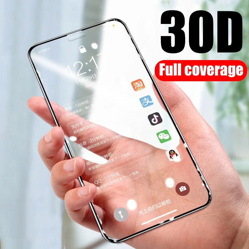 Закаленное стекло с полным покрытием для iPhone 7 8 6S Plus Защитное экрана 12 11 XS Pro Max X XR SE