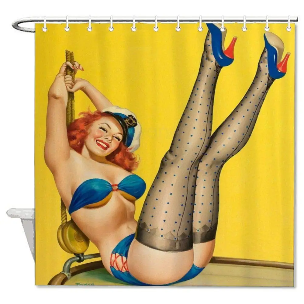 Bath Curtain Va Va Voom,Vintage Sexy Ladies,Pin Up Girls Shower Curtain with Hooks for Bathroom Decor 60" X 72"
Bath Curtain Va Va Voom,Vintage Sexy Ladies,Pin Up Girls Shower Curtain with Hooks for Bathroom Decor 60" X 72"