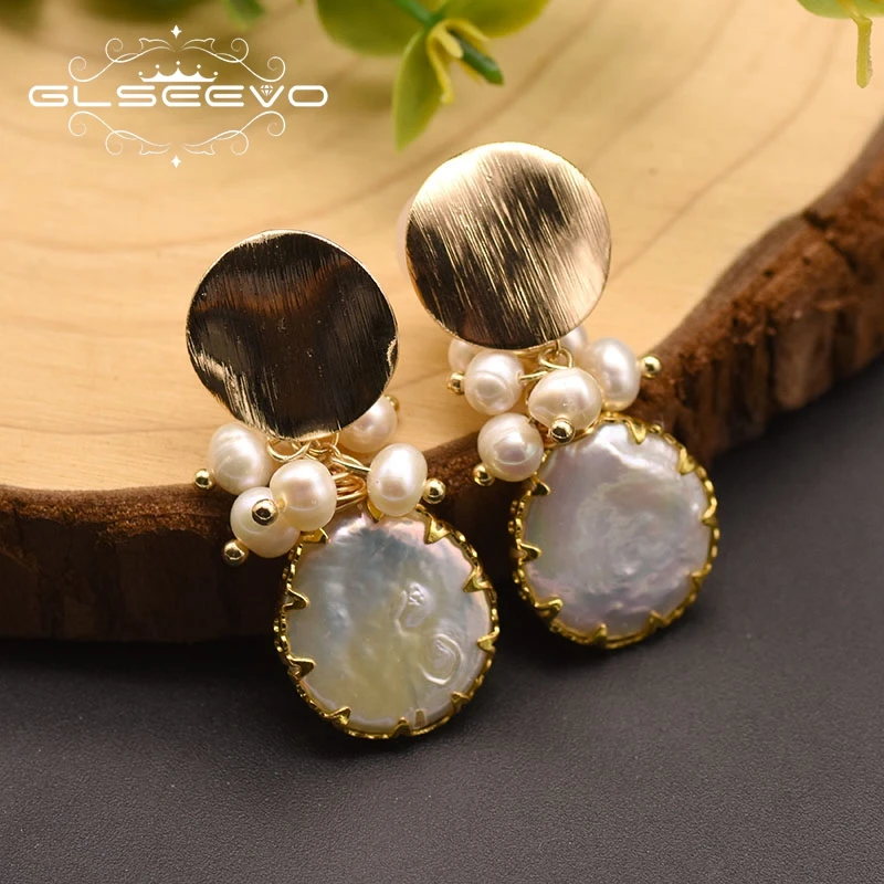 

GLSEEVO 100% Fresh Water White Pearl Clip On Earrings For Women Girl Lovers' Cute Luxury Engagement Gift Aretes De Mujer GE0872B