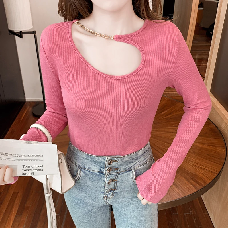 Fashion Korean Spring Autumn Women Vintage Casual Blouse Long Sleeve O-Neck Hollow Wild Top Female Inner-Match Basic T-Shirt 
Fashion Korean Spring Autumn Women Vintage Casual Blouse Long Sleeve O-Neck Hollow Wild Top Female Inner-Match Basic T-Shirt