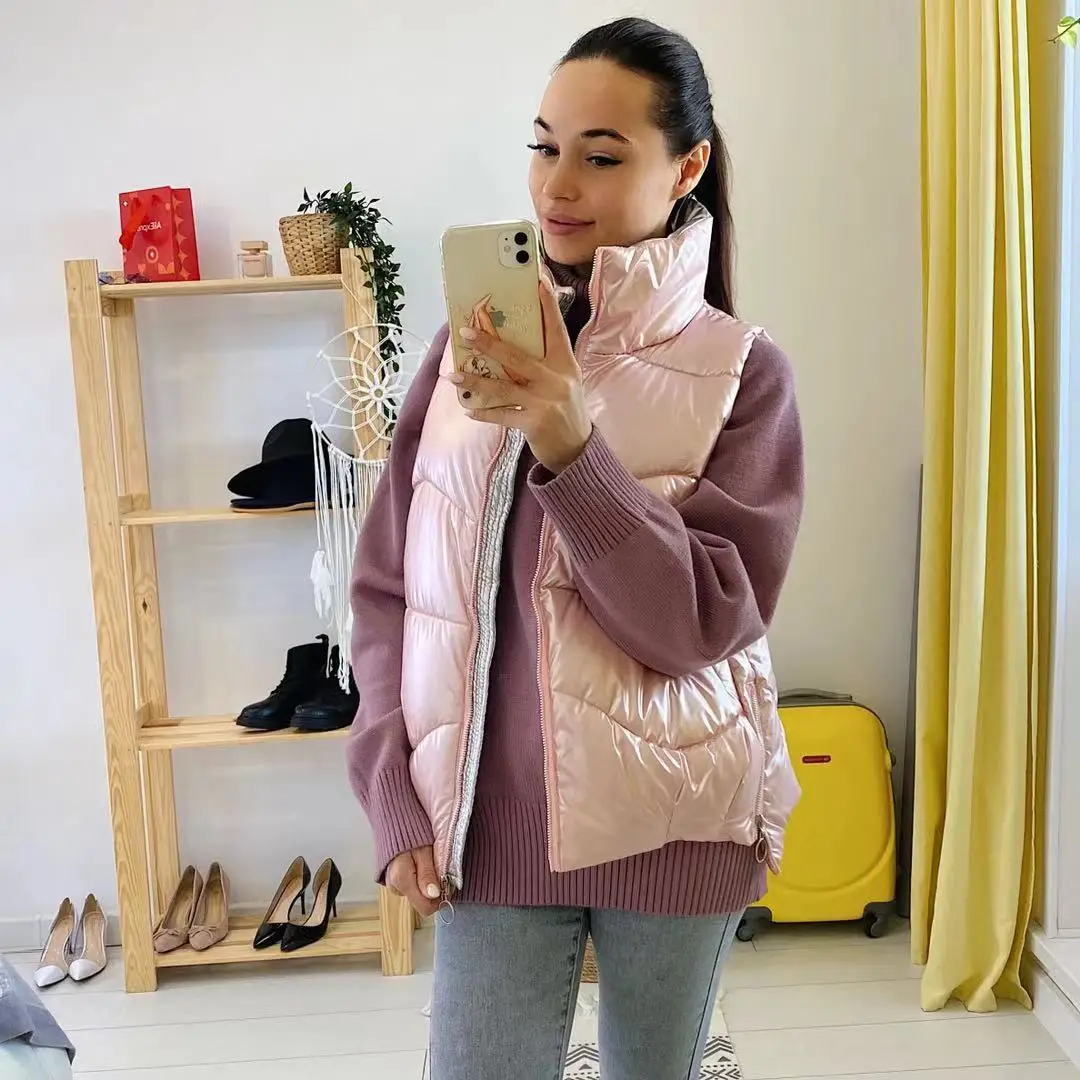 2021 Autumn and Winter New Short Stand Collar Thickened Duvet Vest Bright Vest Jacket Ladies Jacket
2021 Autumn and Winter New Short Stand Collar Thickened Duvet Vest Bright Vest Jacket Ladies Jacket