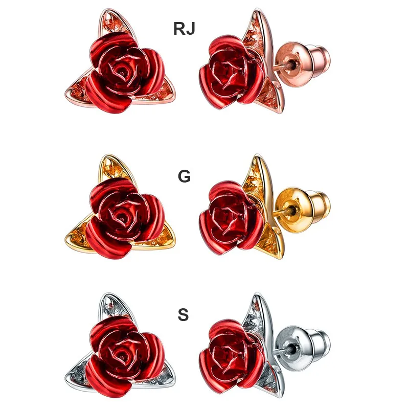 Cute Red Rose Metal Flowers Stud Earring Stud Earrings Women Lady Romantic Gift Brincos Wedding Earrings Party Jewelry Bijoux
Cute Red Rose Metal Flowers Stud Earring Stud Earrings Women Lady Romantic Gift Brincos Wedding Earrings Party Jewelry Bijoux