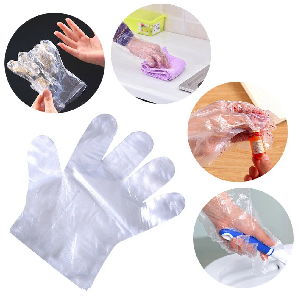 Новые прозрачные пластиковые одноразовые перчатки для ресторана дома