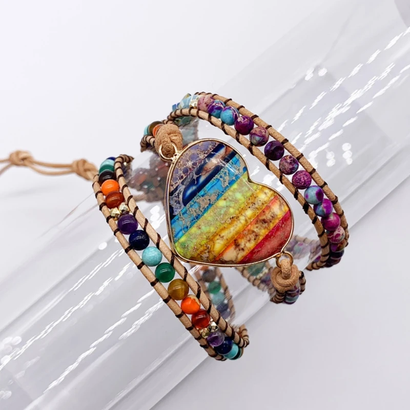 Handmade Heart Shape Leather Wrap Bracelets Natural Stone Chain Beads 3 Strands Bangle Jewelry
Handmade Heart Shape Leather Wrap Bracelets Natural Stone Chain Beads 3 Strands Bangle Jewelry