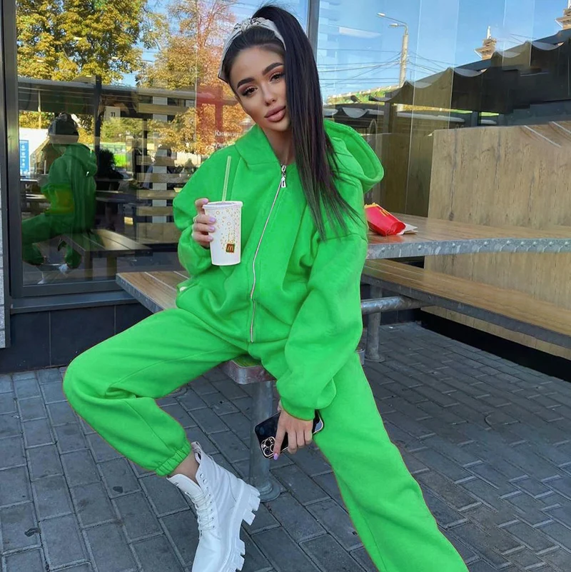 2021 Spring Autumn Ladies Hoodies Trousers Two Piece Set Long Sleeve Zipper Hooded Tops Casual Loose Solid Streetwear Tracksuit
2021 Spring Autumn Ladies Hoodies Trousers Two Piece Set Long Sleeve Zipper Hooded Tops Casual Loose Solid Streetwear Tracksuit