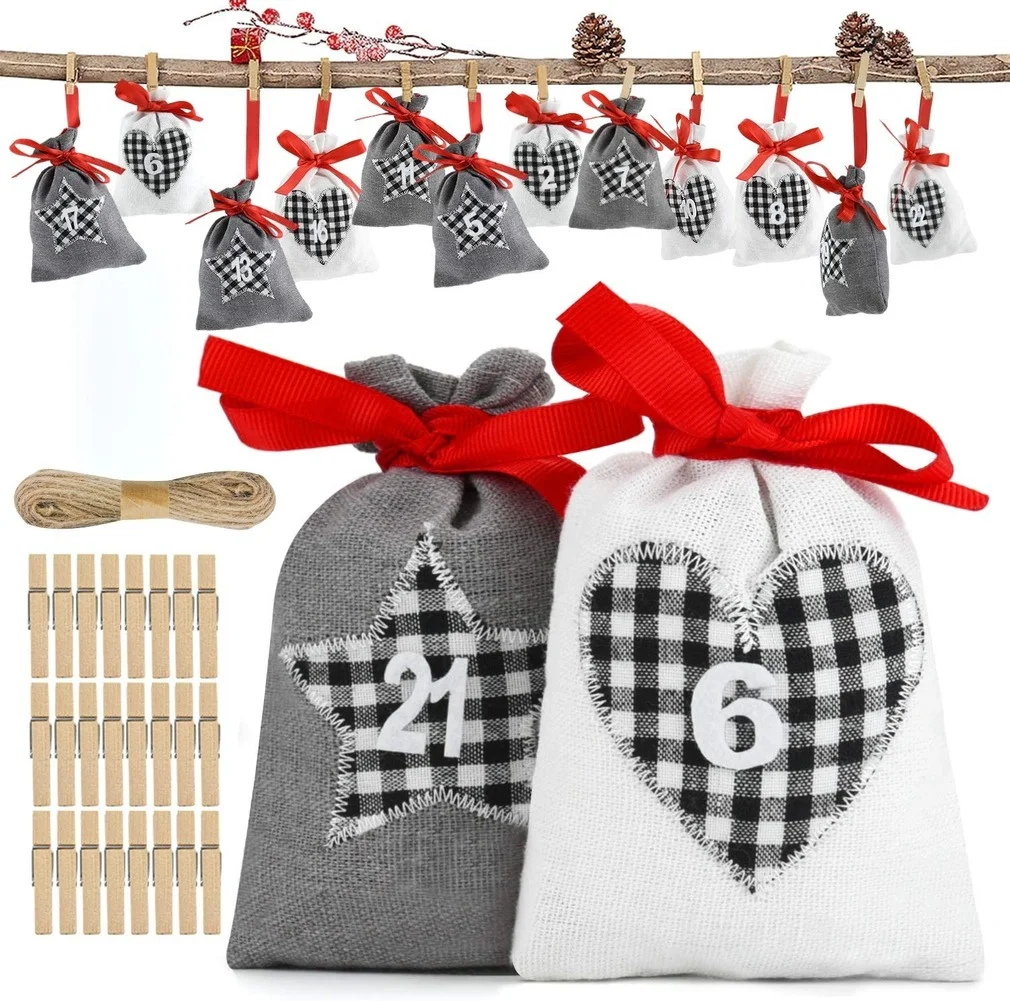 Advent Calendar for Self-Filling 24 Chequered Fabric Bags with Numbers Christmas Gift Bag Craft Set for Men and Children
Advent Calendar for Self-Filling 24 Chequered Fabric Bags with Numbers Christmas Gift Bag Craft Set for Men and Children