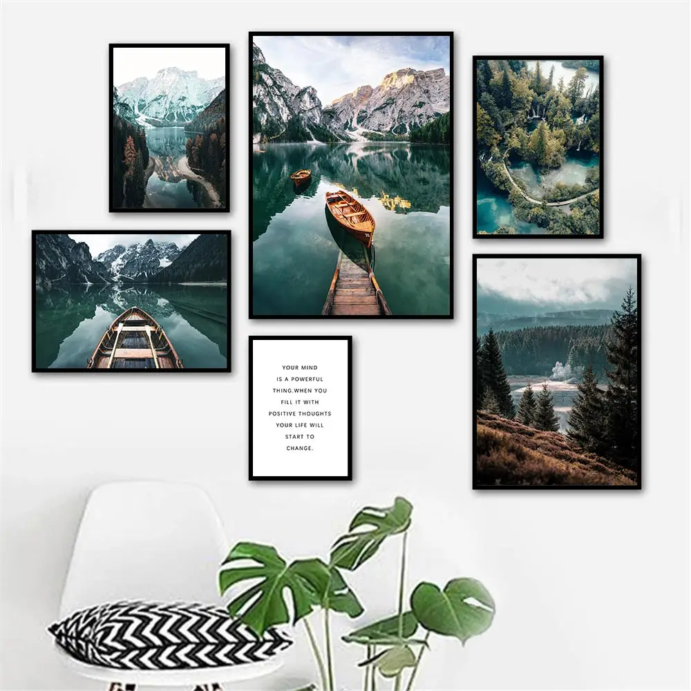 Forest Mountain Lake Boat Nature Landscape Wall Art Poster Canvas Painting Nordic Print Decorative Picture Modern Home Decor
Forest Mountain Lake Boat Nature Landscape Wall Art Poster Canvas Painting Nordic Print Decorative Picture Modern Home Decor