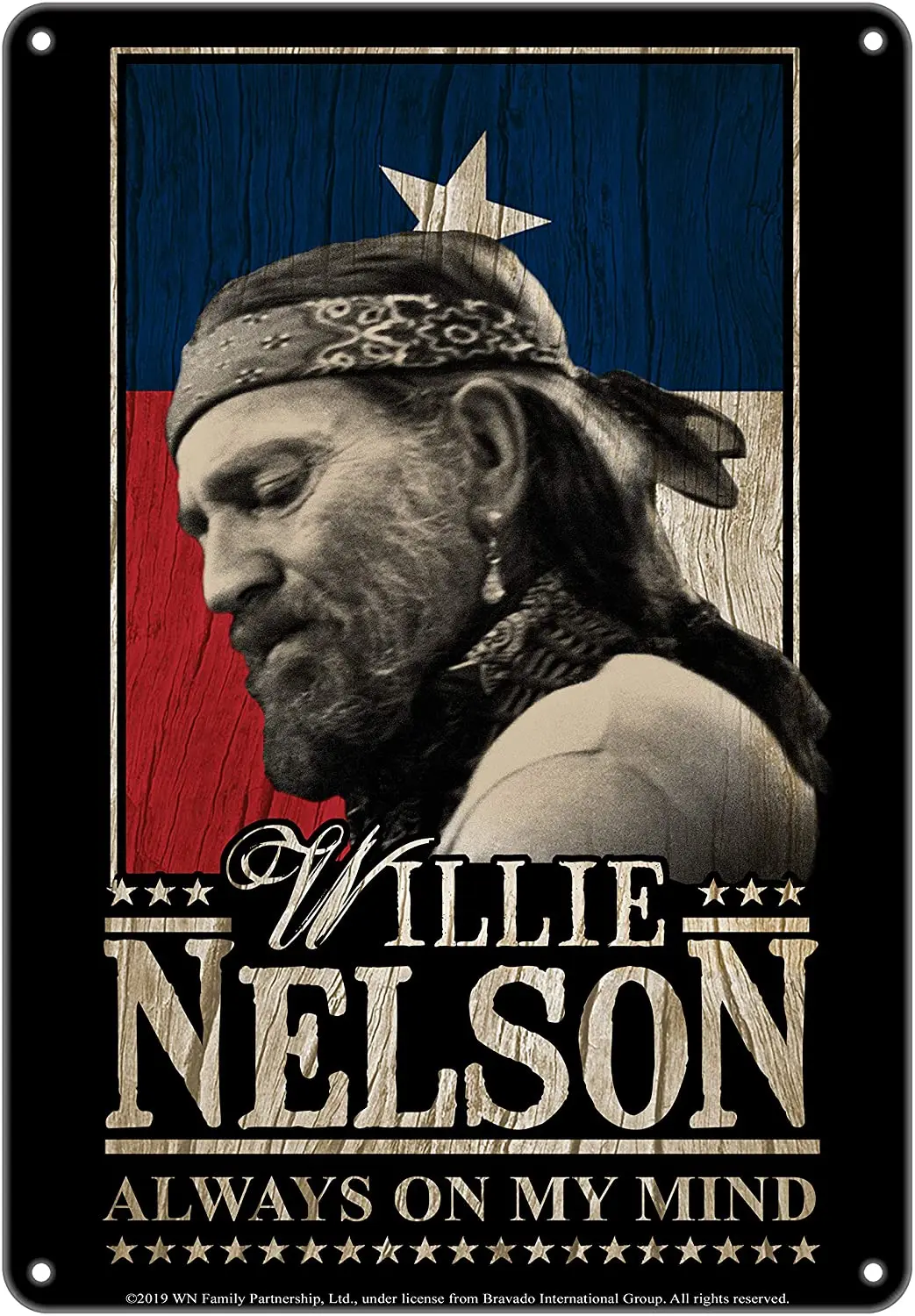 Midsouth Products Willie Nelson Tin Sign - 8" X 11.5" - Always On My Mind