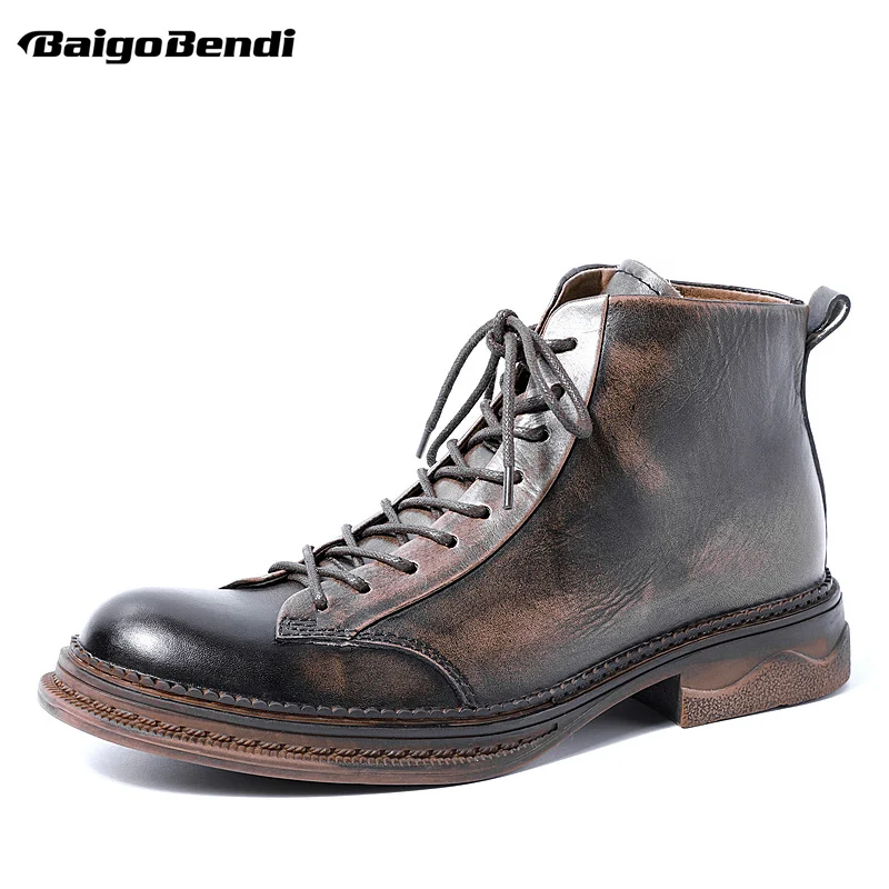 New Lace Up Round Toe Boots Men Full Grain Leather Work And Safety Ankle Boots Retro Shoes Winter Trendy Man US Size
New Lace Up Round Toe Boots Men Full Grain Leather Work And Safety Ankle Boots Retro Shoes Winter Trendy Man US Size