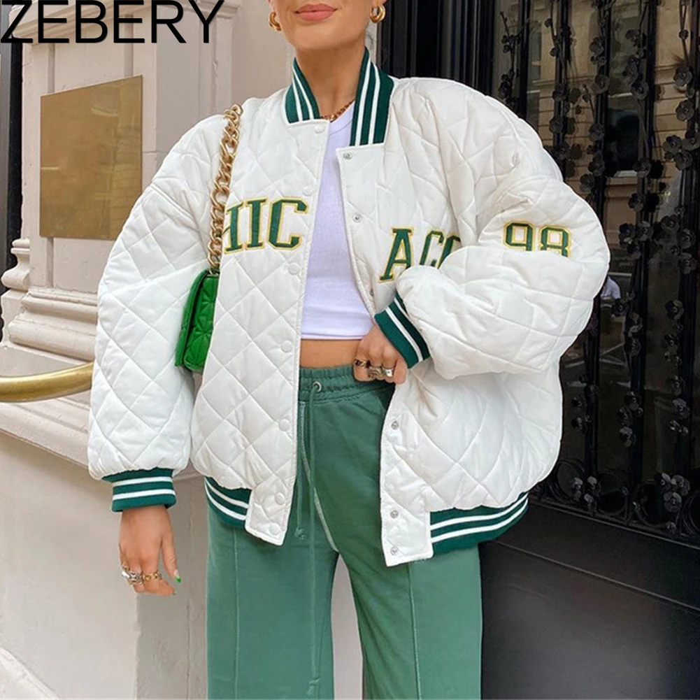 ZEBERY 2021 осенне-зимняя куртка в стиле пэчворк Женская Повседневная куртка большого размера с зеленым принтом модная бейсбольная куртка-бомбе...
ZEBERY 2021 осенне-зимняя куртка в стиле пэчворк Женская Повседневная куртка большого размера с зеленым принтом модная бейсбольная куртка-бомбе...
