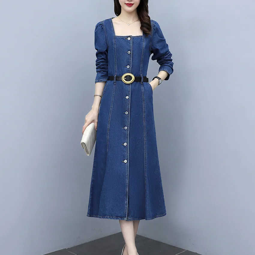 Spring Autumn Vintage Jeans Dress Women Single Breasted Long Shirt Dress Korean Style Fashion Dresses High Quality Vestidos
Spring Autumn Vintage Jeans Dress Women Single Breasted Long Shirt Dress Korean Style Fashion Dresses High Quality Vestidos