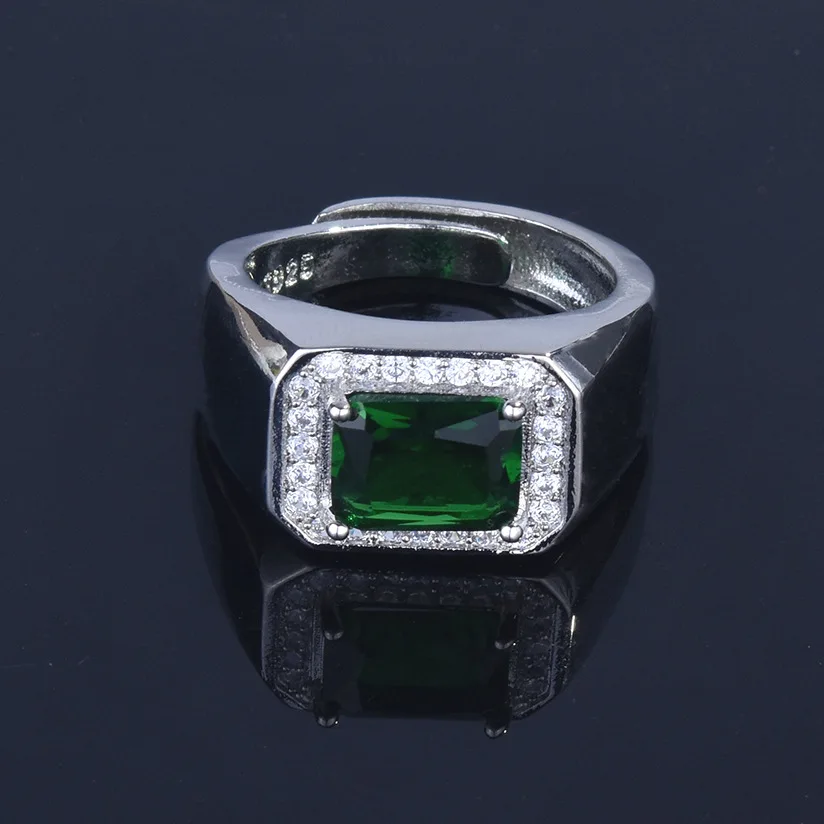 Luxury Men Ring 925 Silver Jewelry Accessories Rectangle Emerald Zircon Gemstones Open Rings for Wedding Engagement Wholesale 
Luxury Men Ring 925 Silver Jewelry Accessories Rectangle Emerald Zircon Gemstones Open Rings for Wedding Engagement Wholesale