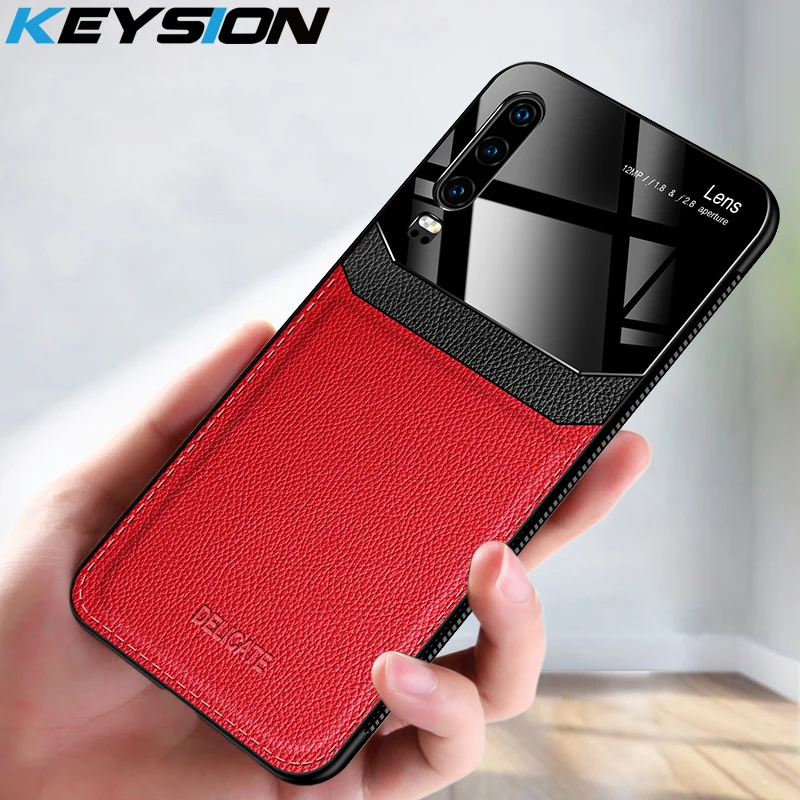 Кожаный чехол KEYSION для Huawei Mate 30 20 Pro P30 P20 Lite P Samrt Y7 Y9 2019 стеклянная задняя крышка