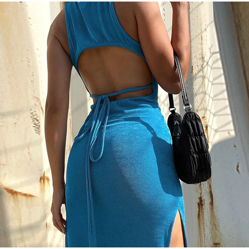 2021 Polyester Backless Dresses Split Camisole Strap Female All-Match Retro Sexy Party Dress Club Women's Knitted Sleeveless
2021 Polyester Backless Dresses Split Camisole Strap Female All-Match Retro Sexy Party Dress Club Women's Knitted Sleeveless