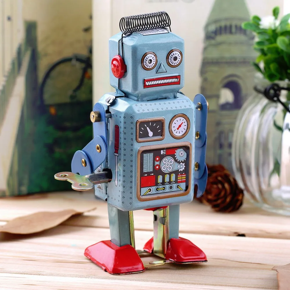 HOT Vintage Robot Mechanical Clockwork Wind Up Toys Walking Radar Robots Tin Toy with Key Retro Metal Doll for Children Gifts
HOT Vintage Robot Mechanical Clockwork Wind Up Toys Walking Radar Robots Tin Toy with Key Retro Metal Doll for Children Gifts