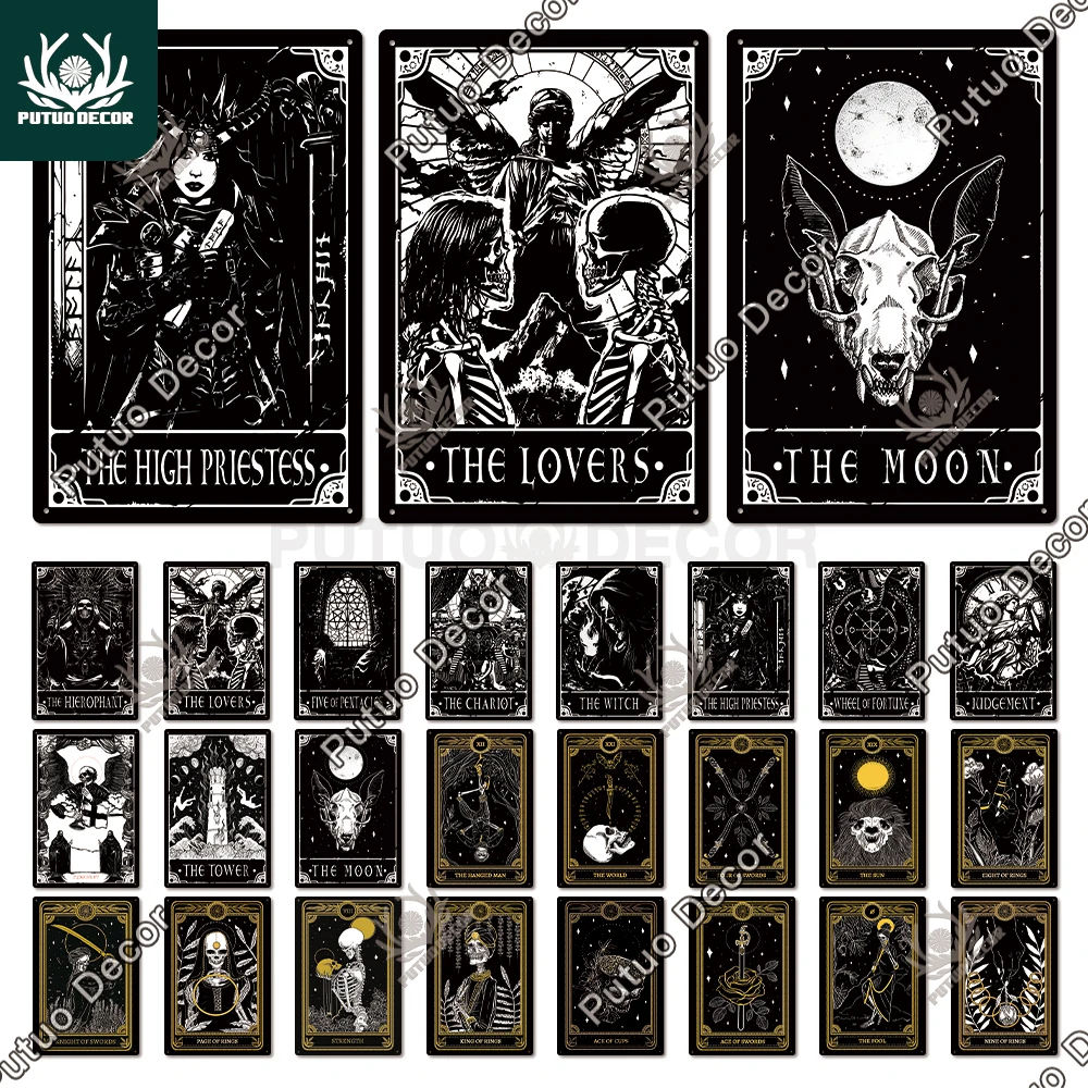 Putuo Decor Tarot Metal Poster Tin Plaque Metal Vintage Psychic Sign Skeleton Tin Sign Wall Decor for Divination Iron Painting
Putuo Decor Tarot Metal Poster Tin Plaque Metal Vintage Psychic Sign Skeleton Tin Sign Wall Decor for Divination Iron Painting