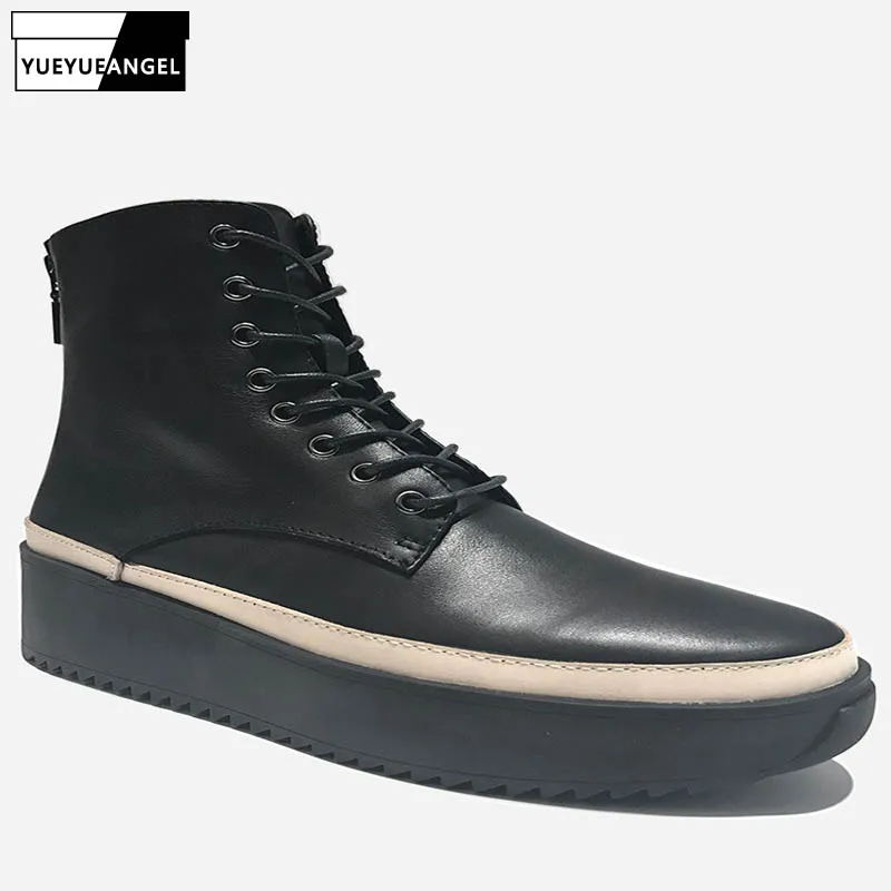 High Top Thick Bottom Vintage Mens Cowhide Ankle Boots Autumn Winter New British Genuine Leather Round Toe Zip Platform Boots
High Top Thick Bottom Vintage Mens Cowhide Ankle Boots Autumn Winter New British Genuine Leather Round Toe Zip Platform Boots