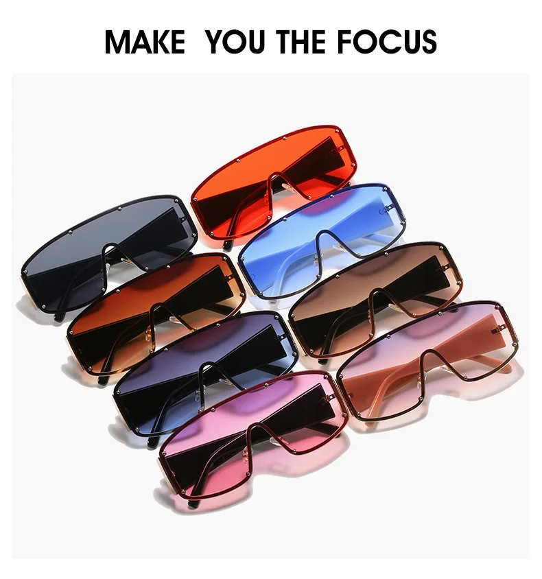 Fashion Rimless Oversized One-Piece Sunglasses Square Women Brand Designer Rivet Goggle Men Sun Glasses Vintage Big Shades UV400
Fashion Rimless Oversized One-Piece Sunglasses Square Women Brand Designer Rivet Goggle Men Sun Glasses Vintage Big Shades UV400